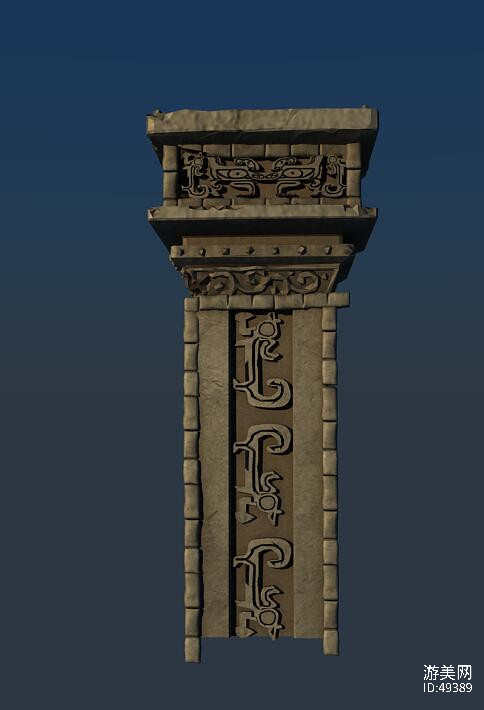 秦汉风格石柱,青铜花纹石柱,转折石墩,石头柱体,秦汉纹理