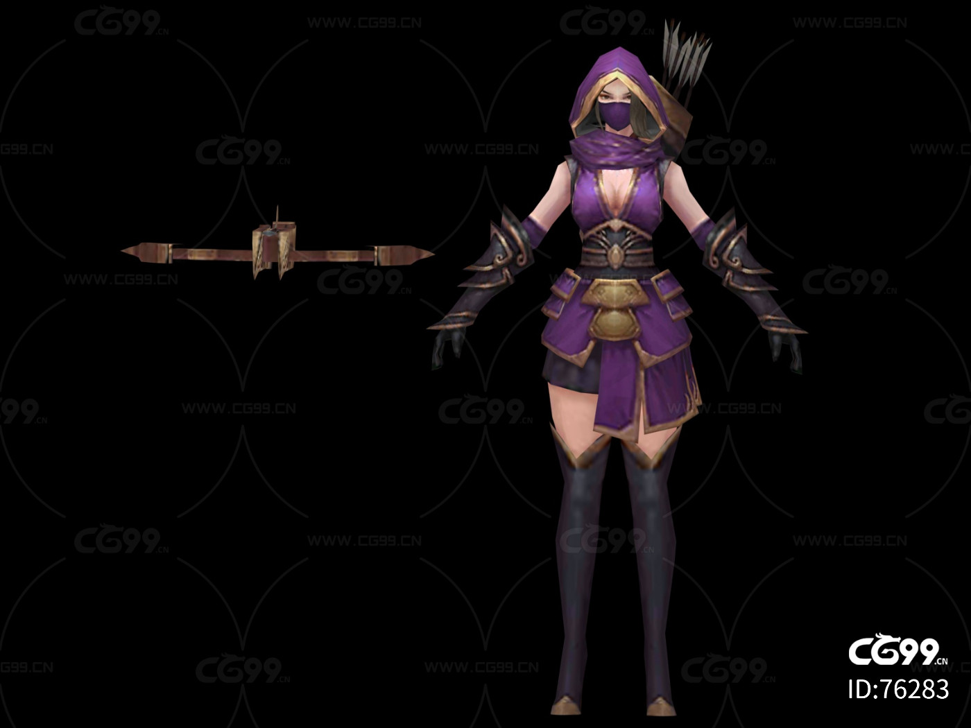 游戏模型 手绘模型 古代女战士 古代女刺客 女弓弩手
