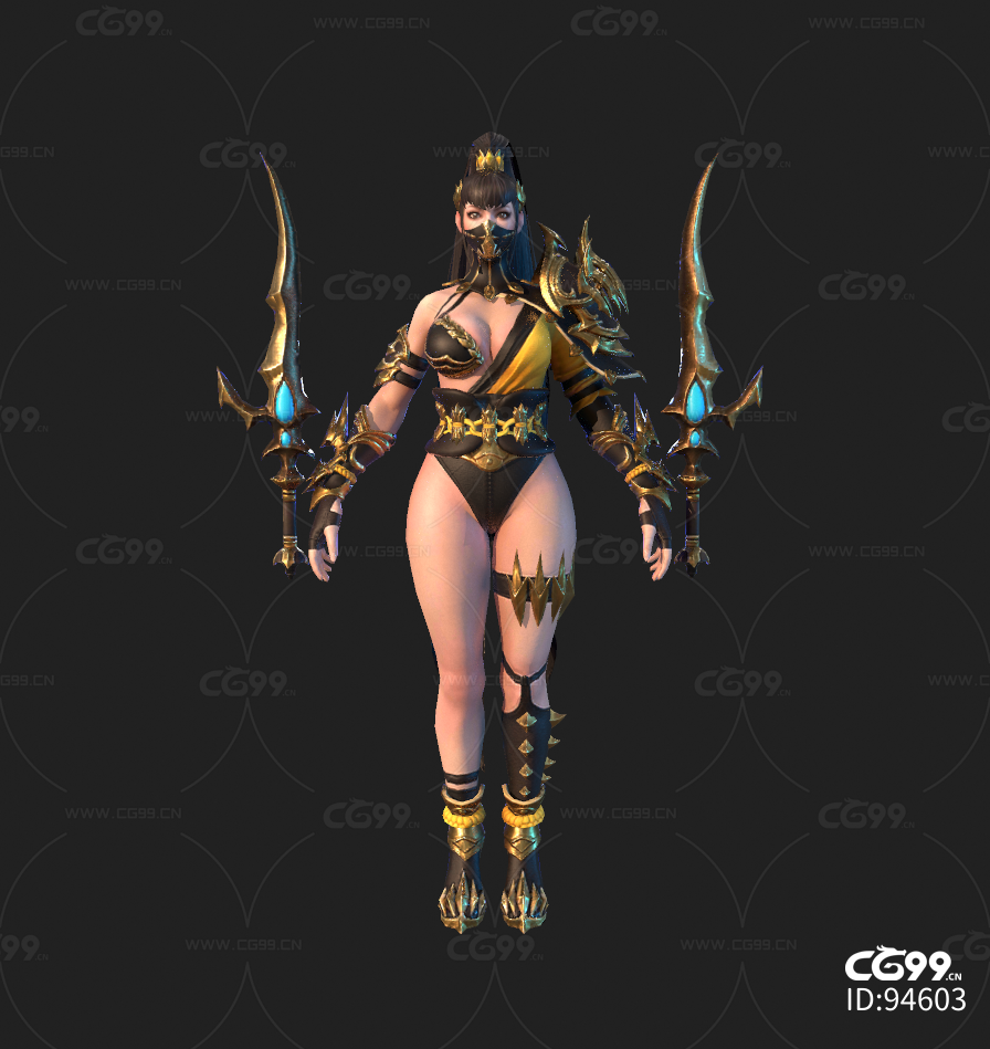 次时代写实古代女刺客战神战士盔甲国风角色