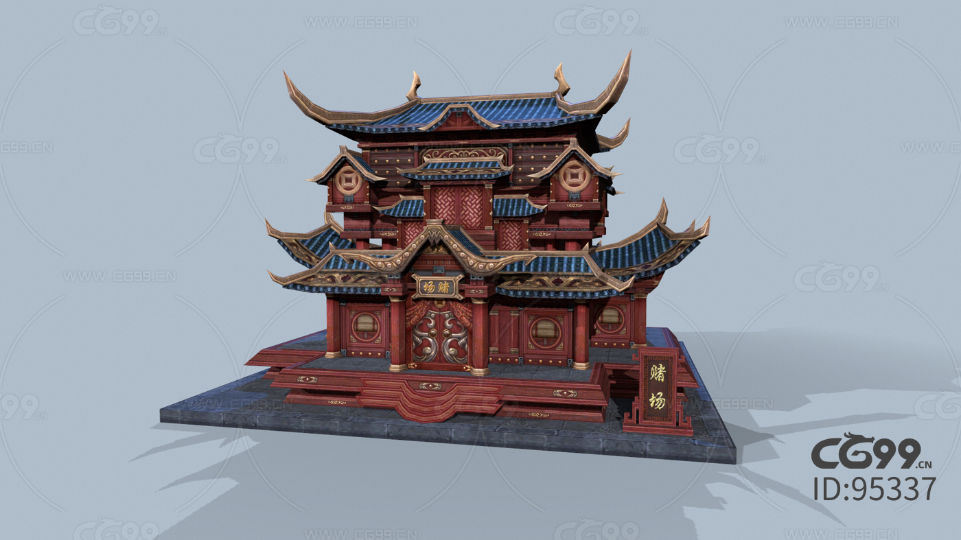 中国风古代楼阁建筑 赌场-cg模型免费下载-cg99