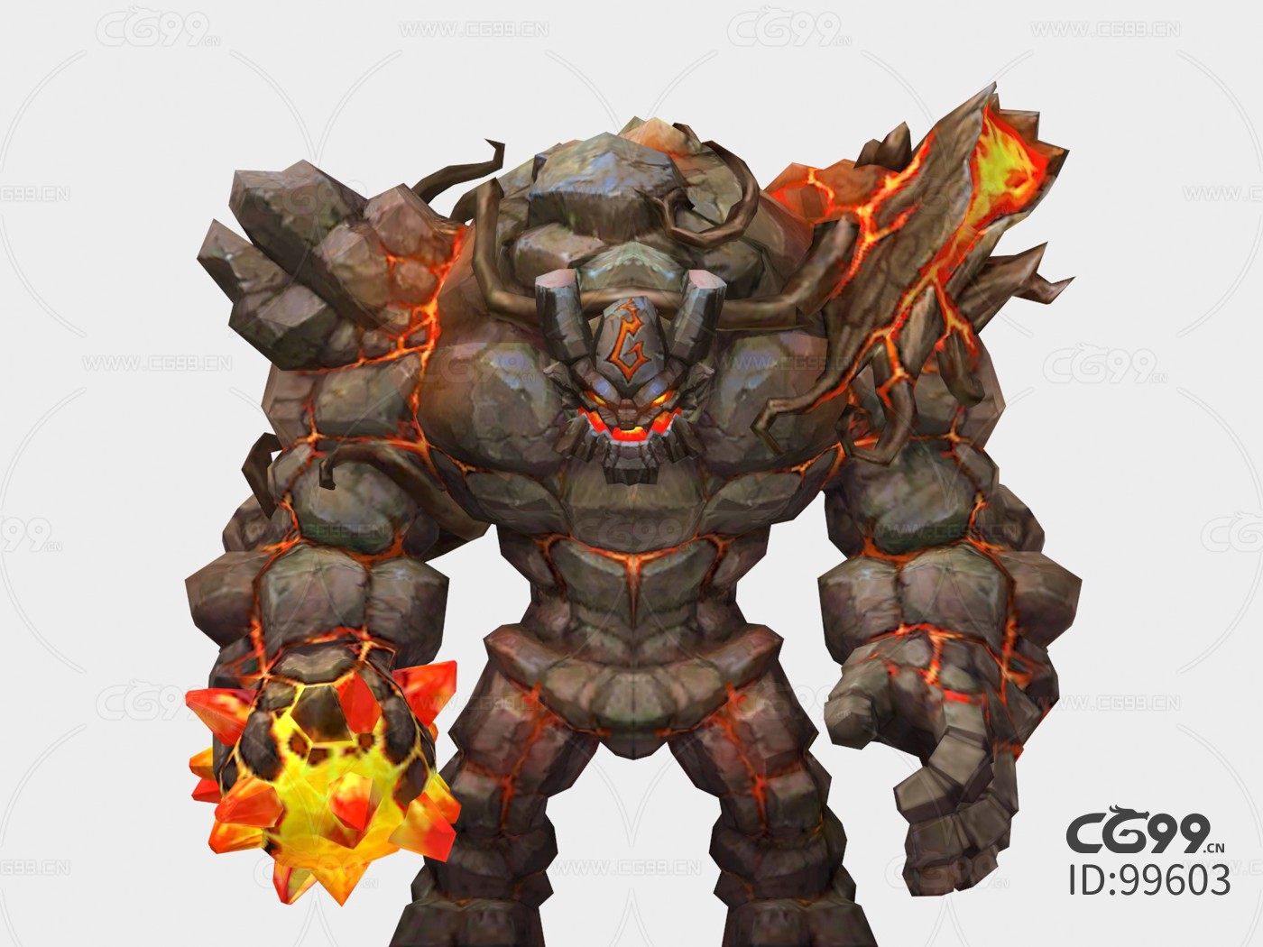 moba游戏角色 岩浆烈焰石头怪 幻想生物 人形怪物