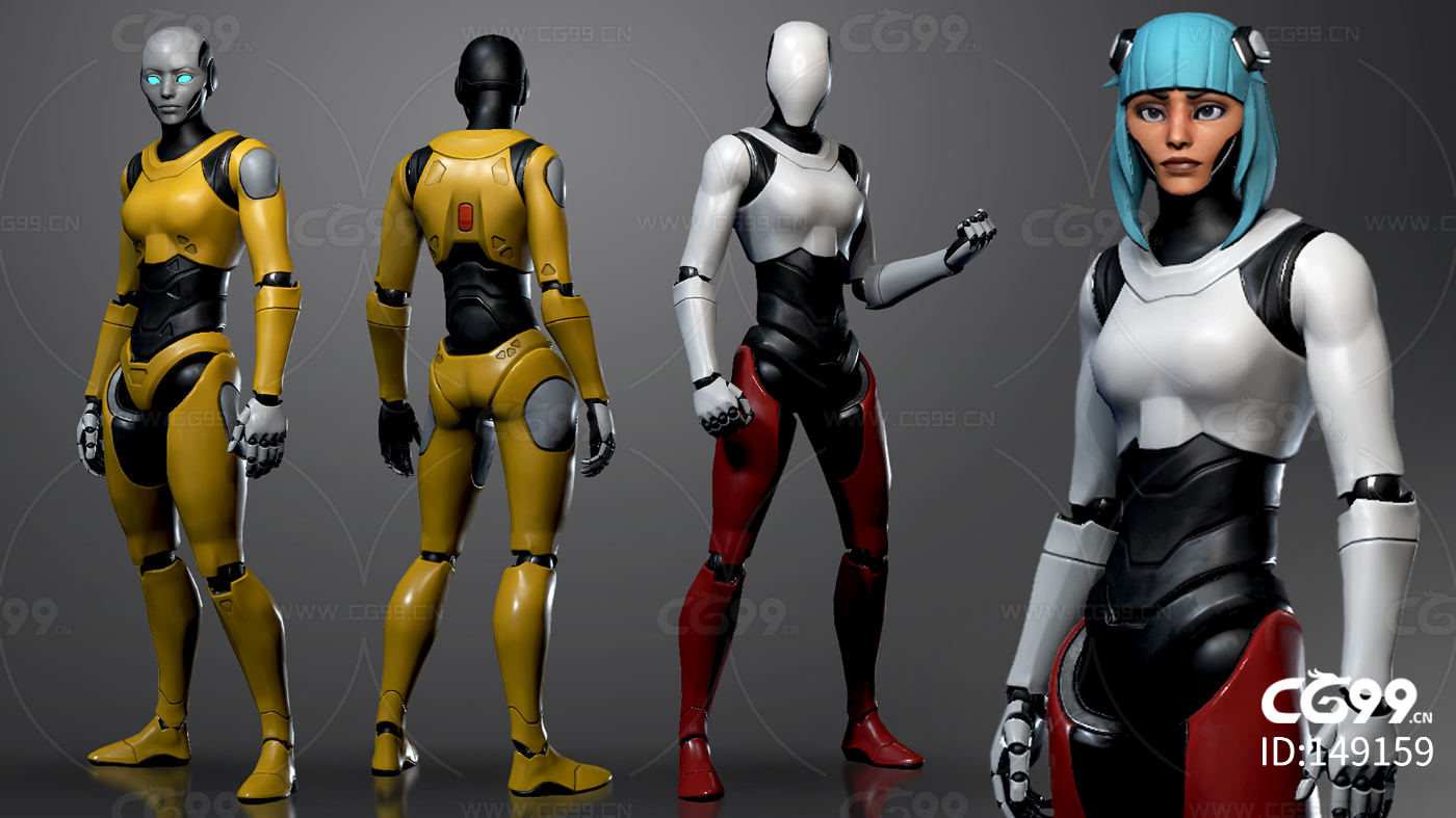 ue4 女性机器人 带绑定动画 未来战士 虚幻4