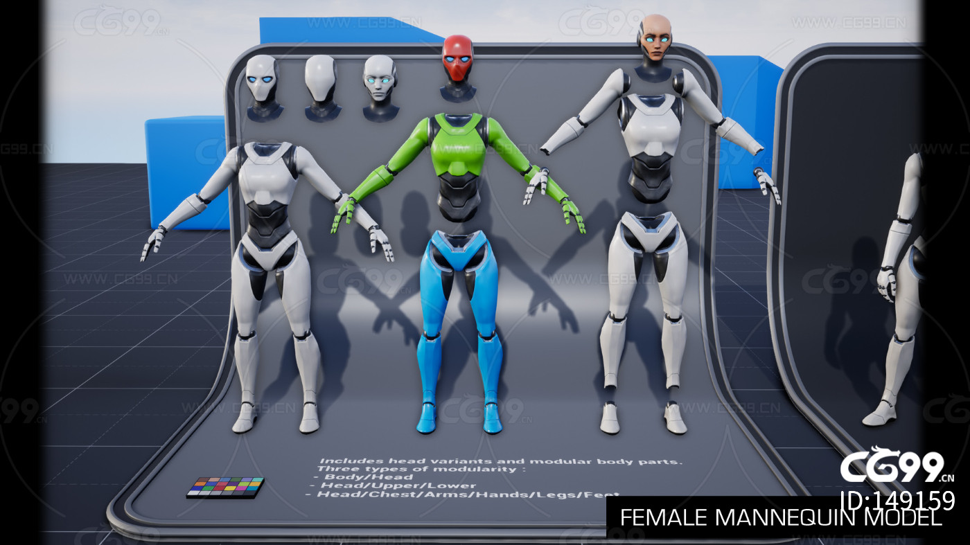 ue4 女性机器人 带绑定动画 未来战士 虚幻4-cg模型免费下载-cg99