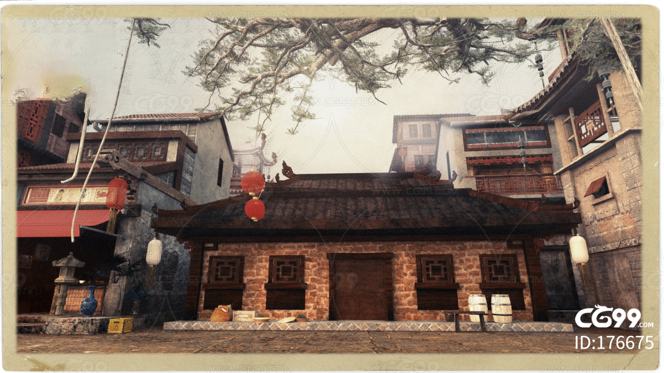 多种文件格式 中国传统 街道 古建筑 古代房屋