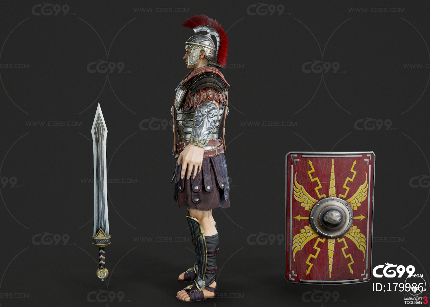 pbr 凯撒大帝 罗马皇帝 古代罗马将军 士兵 战士 罗马风格盔甲 铠甲