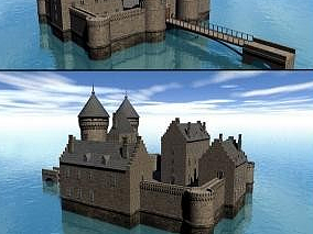 欧式古城堡 中世纪城堡建筑模型