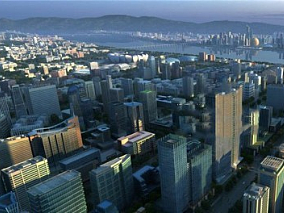 杭州城市建筑大鸟瞰3d模型下载