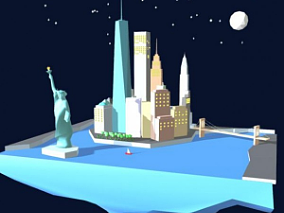 美国曼哈顿城市建筑卡通模型下载