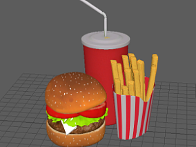 麦当劳的汉堡薯条可乐套餐3d模型