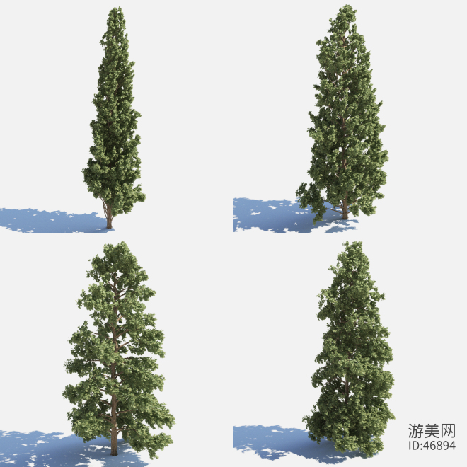 现代景观树组合3d模型