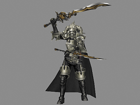 游戏模型 手绘模型 盔甲男 带武器