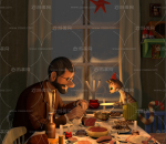 孤独的圣诞晚餐maya写实场景模型