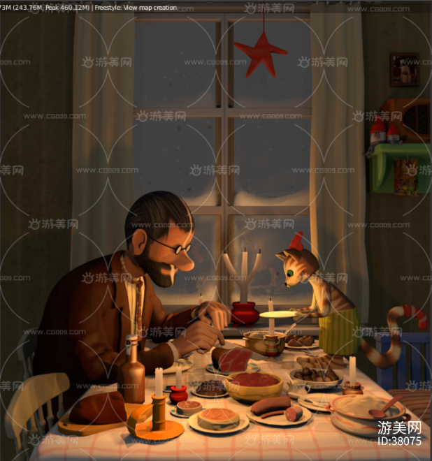 孤独的圣诞晚餐maya写实场景模型