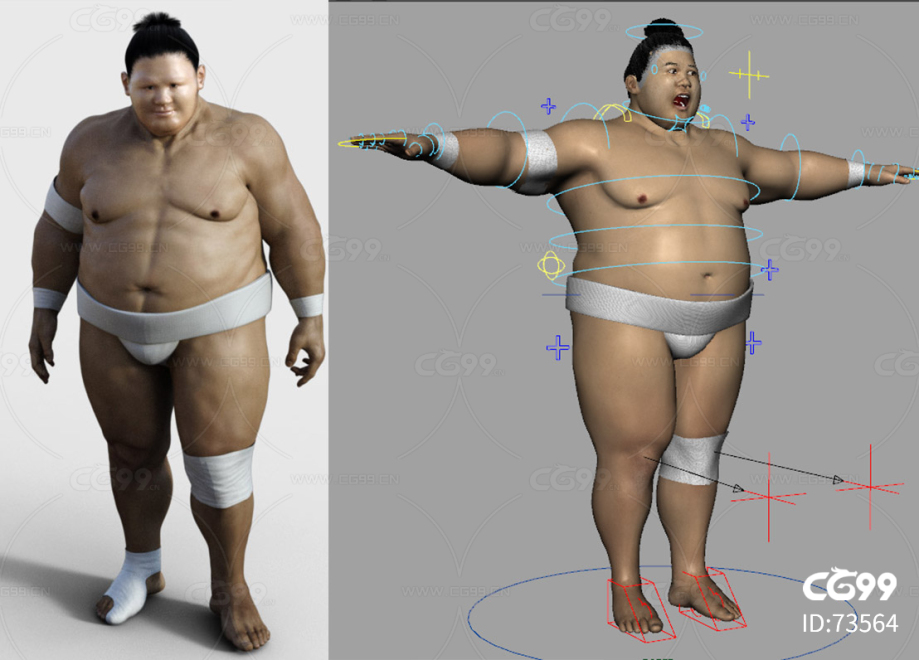 maya绑定相扑运动员 写实胖子 次时代男人