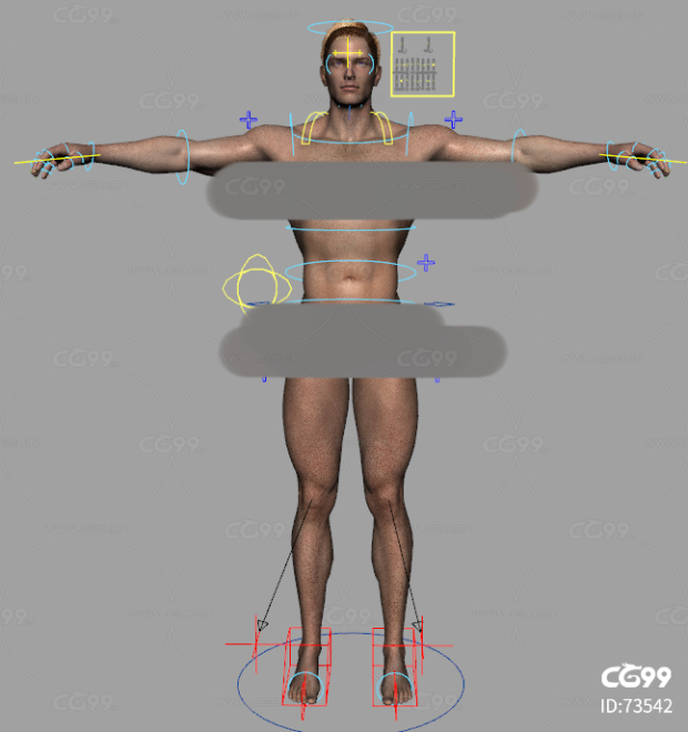 maya绑定影视男人体 肌肉男 带表情口型四边面4K贴图