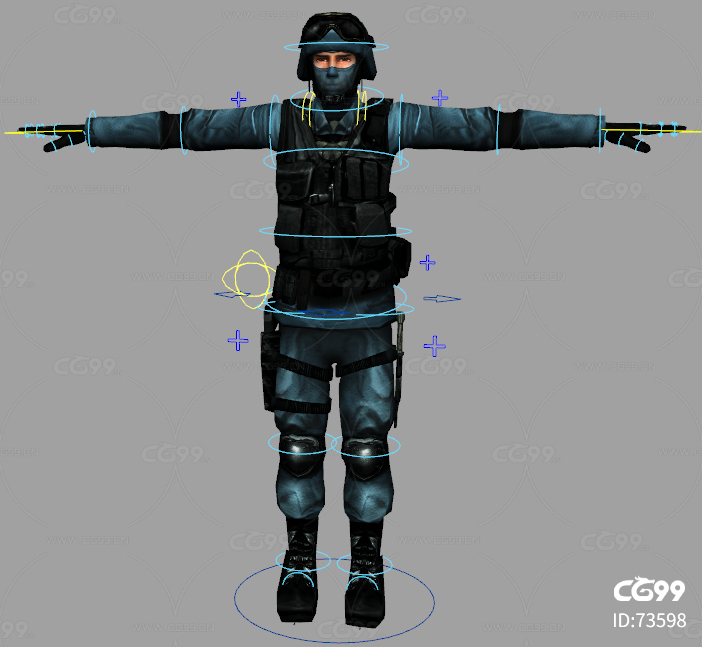maya绑定士兵 战士  军人 射击游戏人物角色 带2套贴图