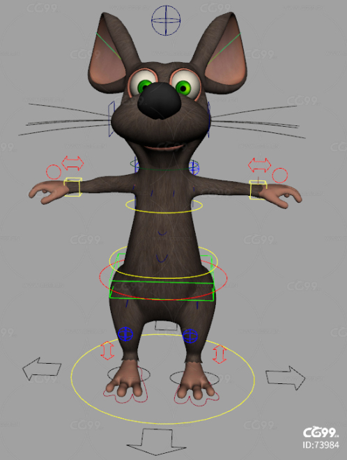 maya绑定卡通老鼠模型