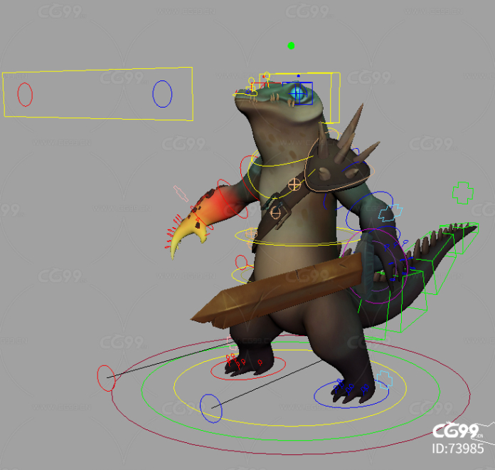 maya绑定卡通怪物恐龙模型