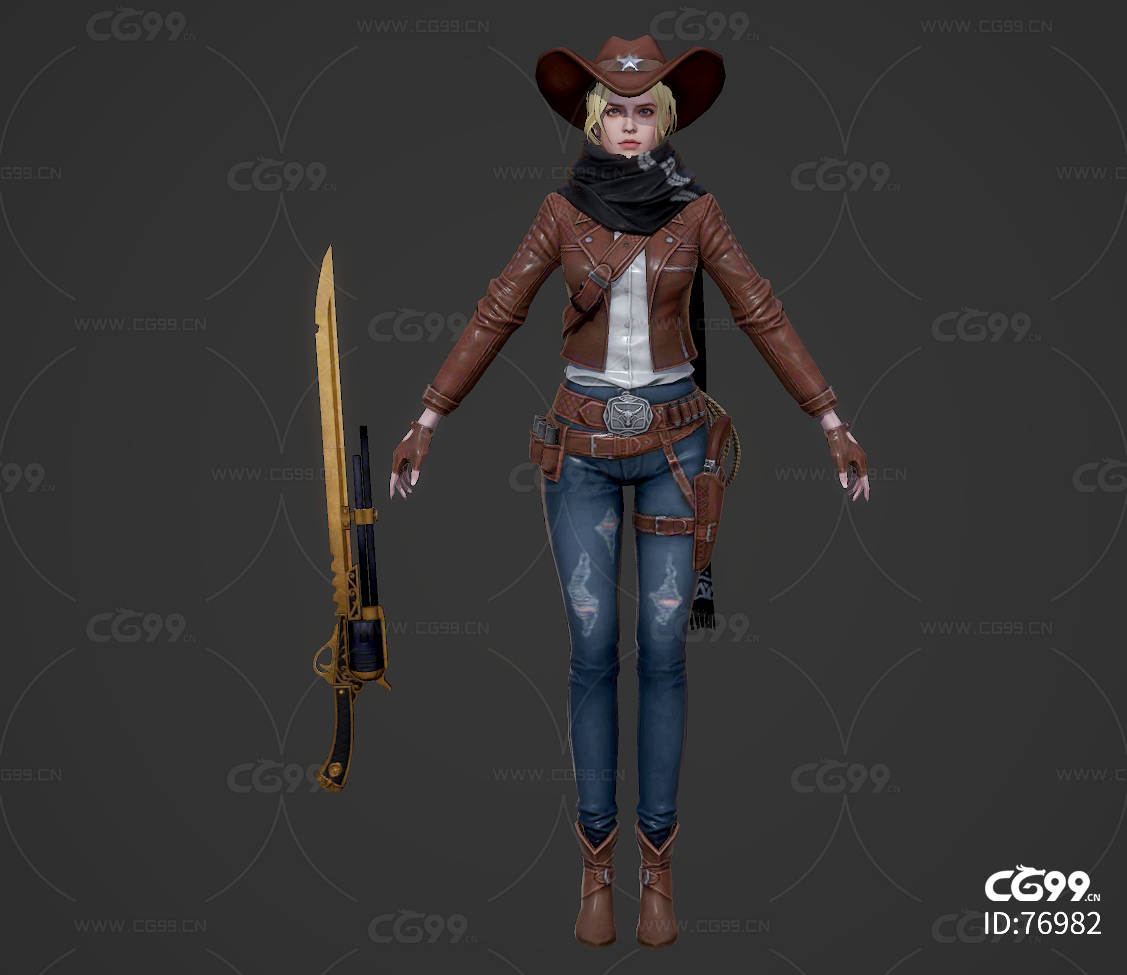 女警长 女牛仔 西部世界 西部牛仔女孩 cowgirl 女枪-cg模型免费下载-CG99