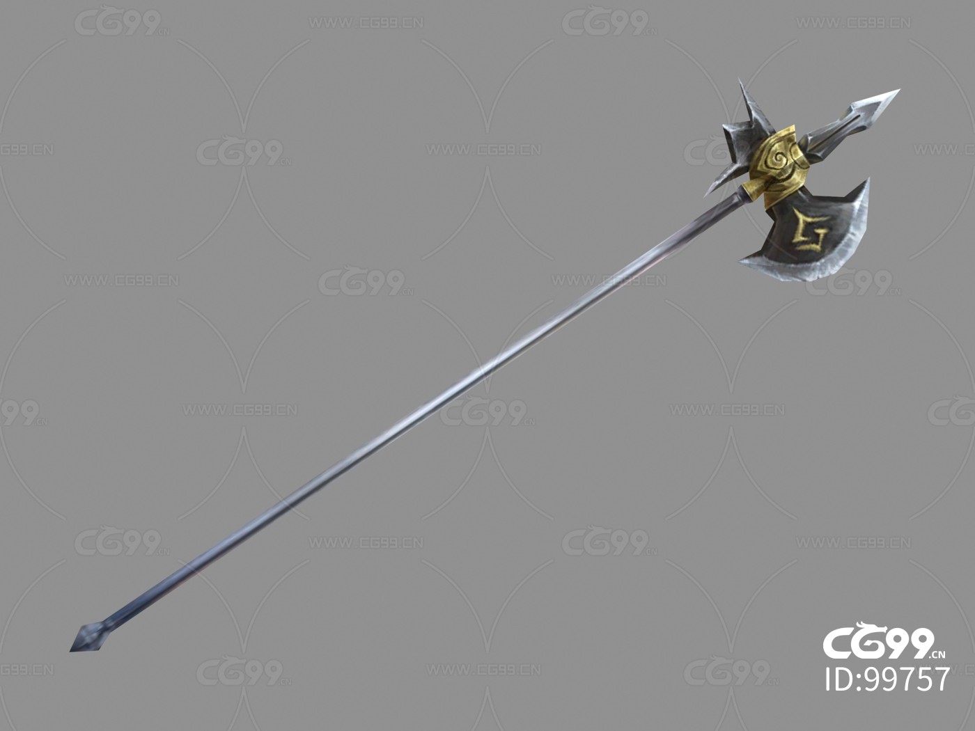 长柄战斧 长矛 古代兵器 游戏武器道具 cg模型