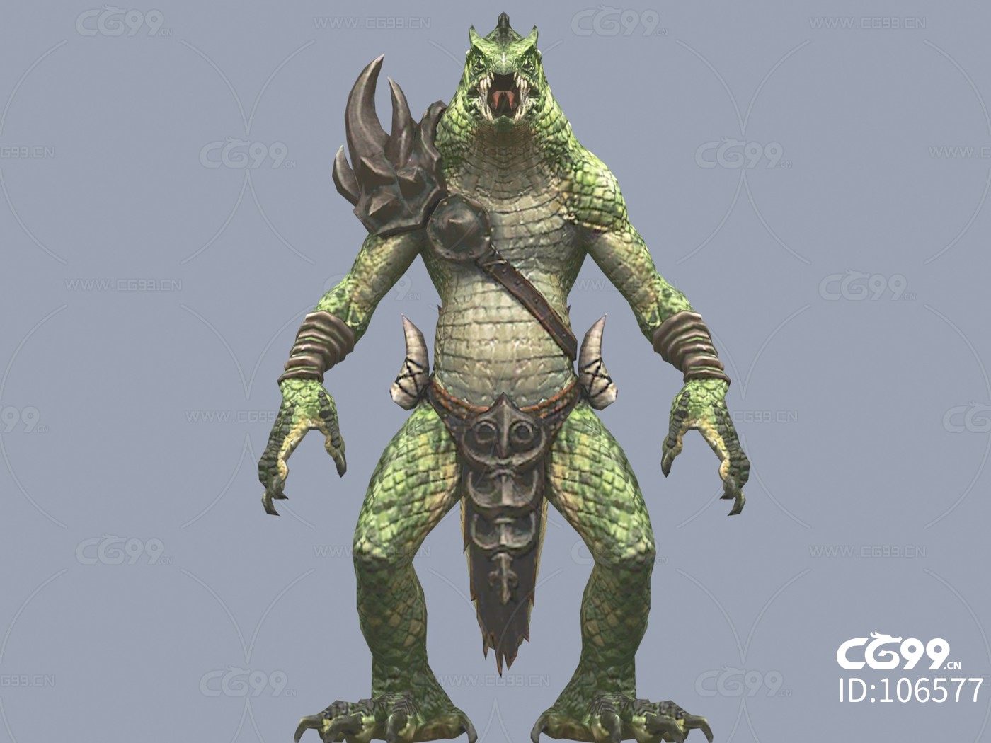 古老中世纪 玄幻动物 变异绿色蜥蜴人-cg模型免费下载-cg99