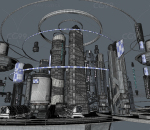 C4D赛博朋克风格宇宙悬浮科幻城市场景