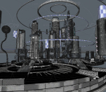 C4D赛博朋克风格宇宙悬浮科幻城市场景