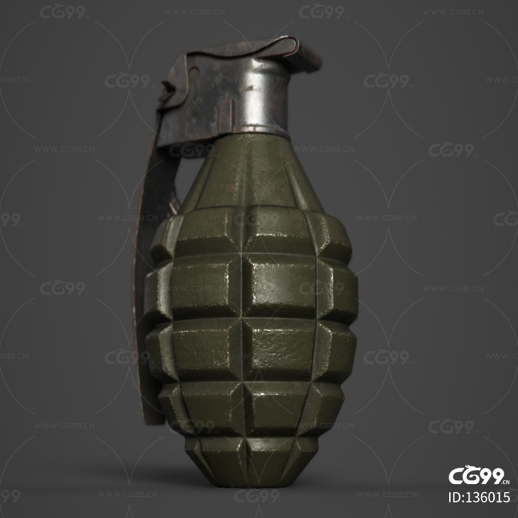 C4D写实手雷手榴弹武器模型-菜鸟素材