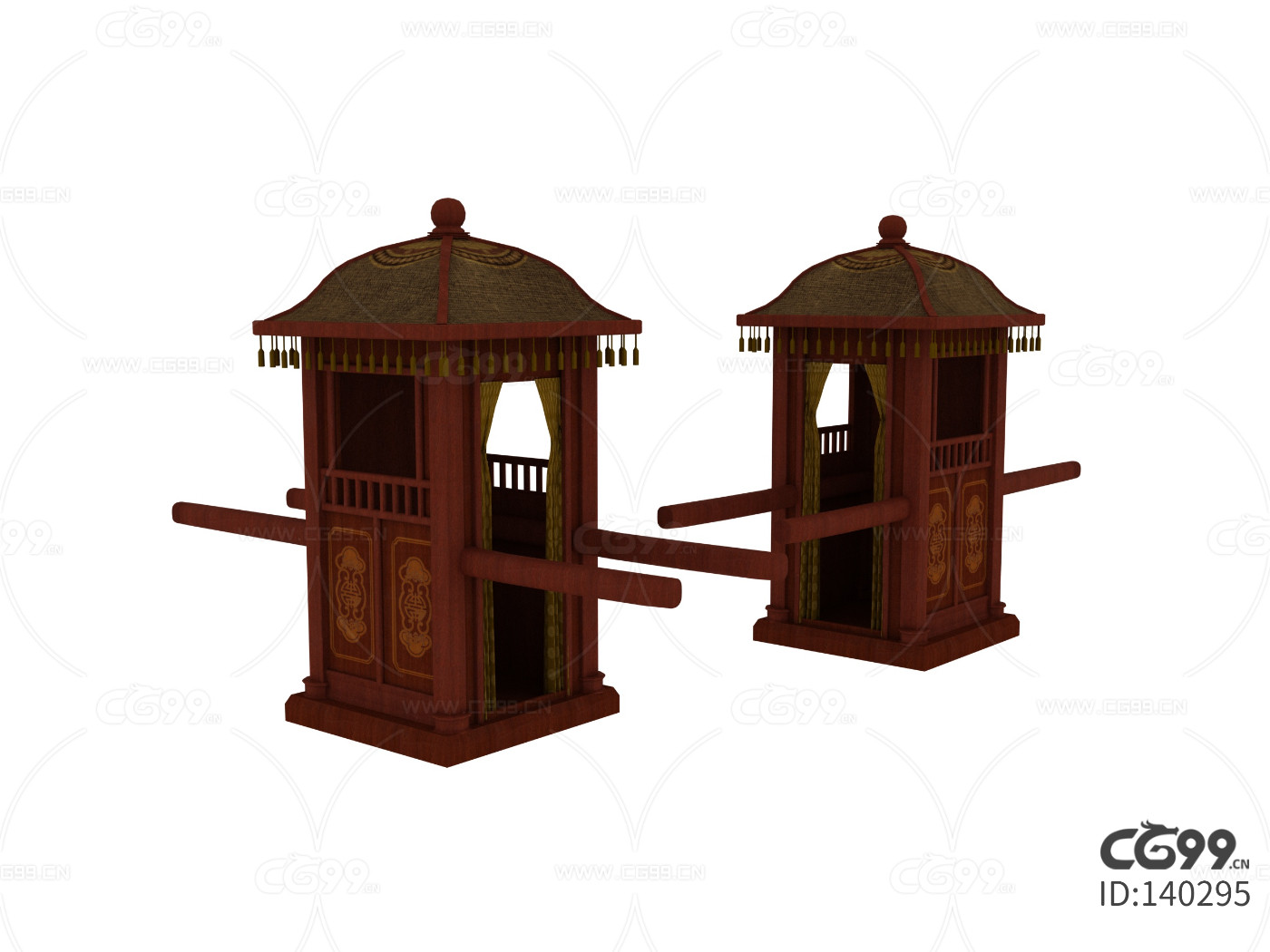中式古代花轿结婚轿子 (1)模型SU模型下载[ID:115429512]_建E室内设计网