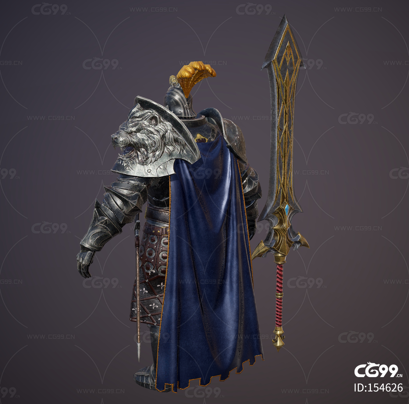 欧洲中世纪 皇家卫兵 十字军 骑士 守卫 守护者 护卫 勇士 士兵 将军 重甲 重剑-cg模型免费下载-CG99