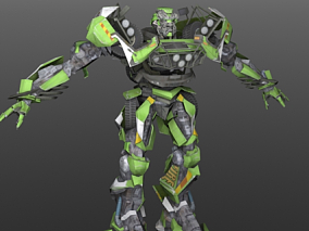 max游戏角色 人物模型 骨骼绑定 绿色高达 3d模型