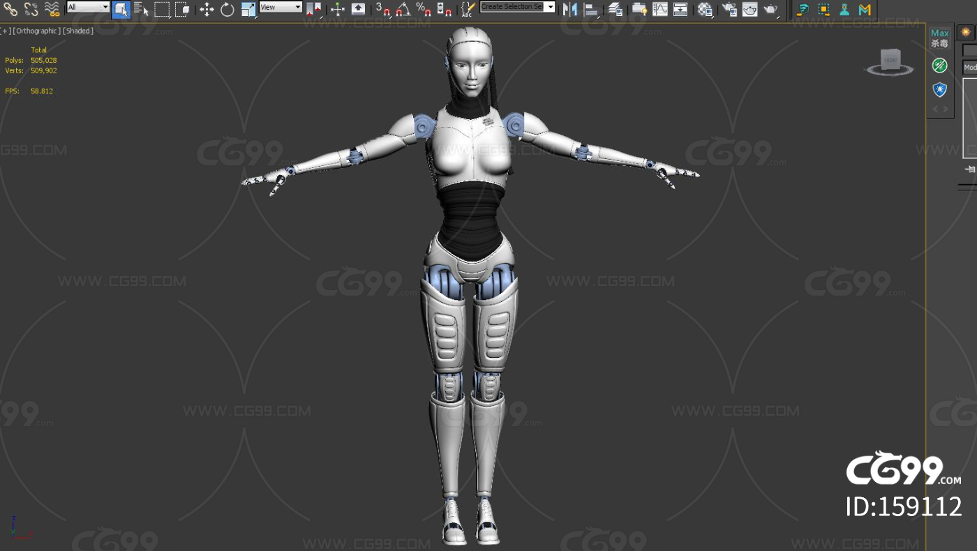 高精度女性机器人 科幻 机械姬 人工智能 女机器人-cg模型免费下载-CG99