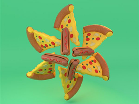 卡通披萨模型卡通食物模型