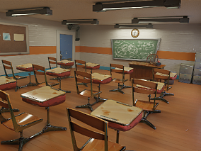教室  卡通教室  次世代教室 3d模型