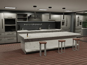 厨房  现代厨房 3d模型