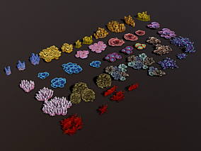 次世代 海底生物 珊瑚群 贝壳 海星 珊瑚礁 珊瑚树 深海植物 海洋 海草 3d模型