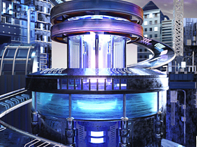 蓝紫色赛博朋克机械风格科幻主题C4D场景 科技 未来 3d模型