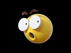 卡通emoji表情黄色图标惊讶呆住 QQ面部表情 3D模型QQ表情3D小黄人表情
