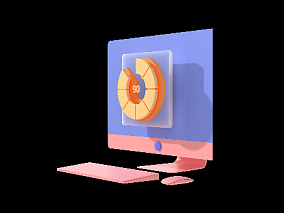 卡通UI图标电脑加载粉色 广告元素 卡通场景 图标 二维 3d模型
