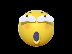卡通emoji表情黄色图标坏笑兴奋 QQ面部表情 3D模型QQ表情3D小黄人表情
