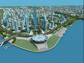 现代城市规划 3d模型