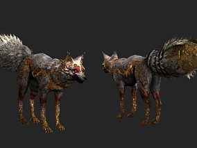 次时代PBR游戏写实的恐怖狐狸 2K贴图 带骨骼蒙皮 可做动作