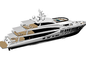 航母 游艇 白色战舰 3d模型