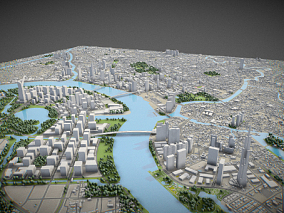 胡志明市3d模型 越南胡志明市 地形 沙盘 鸟瞰 城市简模 国外 智慧城市 越南首都 现代城市