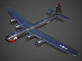 PBR 美国 B-29轰炸机 “超级堡垒” 超级空中堡垒 螺旋桨型战略轰炸机 二战3d模型