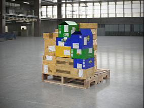 仓库货物模型货物托盘模型纸箱模型纸箱子模型