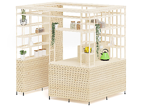 家具 架子 装饰架 生态信息亭模型商场售卖亭 3d模型