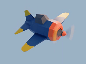lowpoly卡通飞机 带动画 螺旋桨 可爱 飞行 3d模型