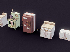 多种文件格式 卡通家电 电冰箱 炉具 桌子 3d模型