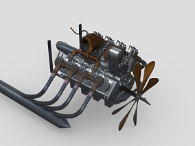 飞机发动机 螺旋桨发动机 小型螺旋桨飞机 发动机 涡扇发动机 飞机发动机3d模型